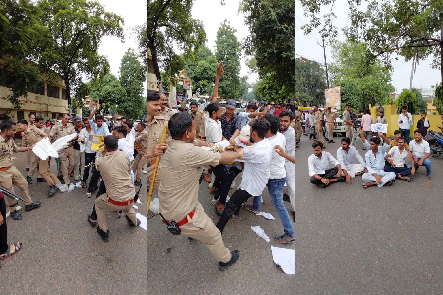 उत्तर प्रदेश: बलिया में NSUI का फूटा गुस्सा, पेपर लीक के विरोध में शिक्षा मंत्री का निकाला अर्थी, फूंकने का प्रयास, पुलिस से तीखी झड़प