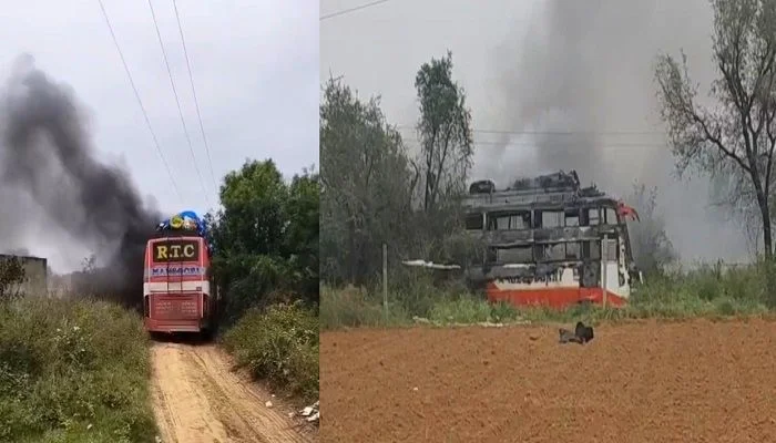 जयपुर में बस में लगी आग: हाईटेंशन लाइन की चपेट में आई मजदूरों से भरी बस, दो की मौत, कई झुलसे
