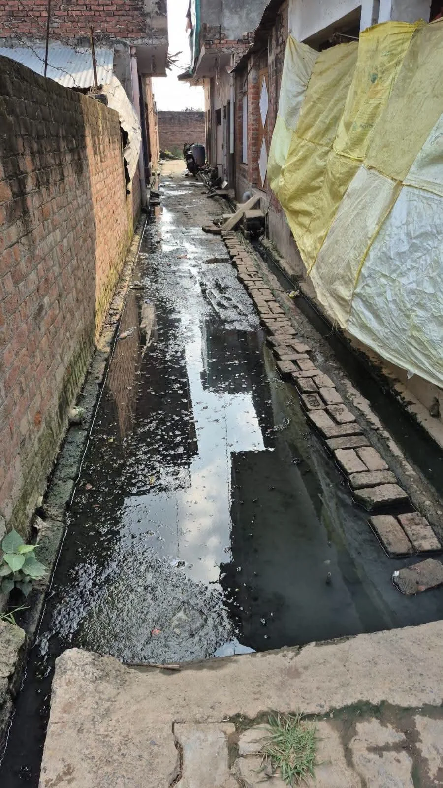उत्तरप्रदेश: मुख्य आरसीसी मार्ग पर गंदा पानी, आवागमन दुश्वार; स्थायी समाधान की मांग